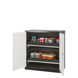 Chemikalienschrank, Flügeltür, 2 Auszugswannen, 1055x520x1105 mm, silber