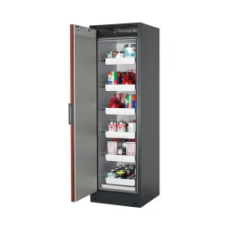 asecos® Brandschutzschrank Q-PEGASUS/Typ 90, 6 Auszugswannen, HxBxT 1.953 x 599 x 615 mm, verkehrsrot