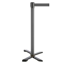 RS-GUIDESYSTEMS® Absperrpfosten Kreuzfuss, Gurtlänge 4 m, anthrazit, grau