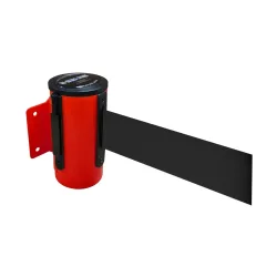 RS-GUIDESYSTEMS® Wandgurt-Kassette aus Metall, pulverbeschichtet, Auszugslänge 2,3 m, rot, schwarz