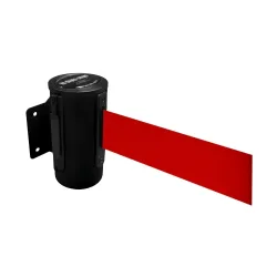 RS-GUIDESYSTEMS® Wandgurt-Kassette aus Metall, pulverbeschichtet, Auszugslänge 4 m, schwarz, rot