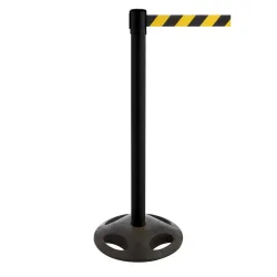 Absperrpfosten RS-Guidesystems GLA 25,  schwarz, Gurt gelb/schwarz, 2 Stück