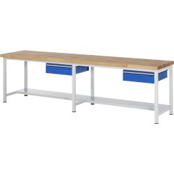 RAU Werkbank Serie 8000, HxBxT 840 x 3.000 x 700 mm, 2 Schubladen, 1 Ablageboden Tiefe 320 mm