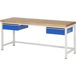 RAU Werkbank Serie 8000, HxBxT 840 x 2.000 x 700 mm, 2 Schubladen, Schubladen-TK 50 kg