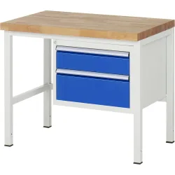 RAU Werkbank Serie 8000, HxBxT 840 x 1.000 x 700 mm, 2 x 100%-Auszug-Schubladen 1 x 150, 1 x 210 mm, Schubladen-TK 100 kg