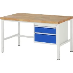 RAU Werkbank Serie 8000, HxBxT 840 x 1.500 x 900 mm, 2 x 100%-Auszug-Schubladen 1 x 150, 1 x 210 mm, Schubladen-TK 100 kg
