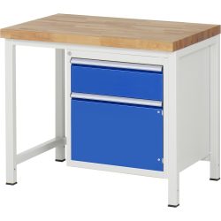 RAU Werkbank Serie 8000, 1 Flügeltür, HxBxT 840 x 1.000 x 700 mm, 1 x 100%-Auszug-Schublade, ErgoScript