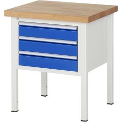 RAU Werkbank Serie 8000, HxBxT 840 x 750 x 700 mm, 3 x 100%-Auszug-Schubladen 3 x 120 mm, Schubladen-TK 100 kg