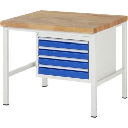 RAU Werkbank Serie 8000, HxBxT 840 x 1.000 x 900 mm, 4 x 100%-Auszug-Schubladen 4 x 90 mm, Schubladen-TK 100 kg