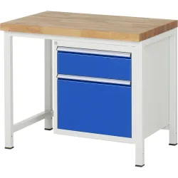 RAU Werkbank Serie 8000, HxBxT 840-1.040 x 1.000 x 700 mm, 2 x 90%-Auszug-Schubladen 1 x 180, 1 x 360 mm, Schubladen-TK 100 kg