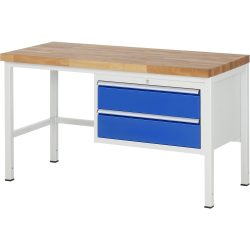 RAU Werkbank Serie 8000, HxBxT 840 x 1.500 x 700 mm, 2 x 100%-Auszug-Schubladen 2 x 180 mm, Schubladen-TK 75 kg