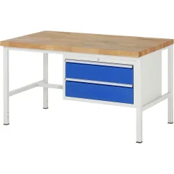 RAU Werkbank Serie 8000, HxBxT 840-1.040 x 1.500 x 900 mm, 2 x 100%-Auszug-Schubladen 2 x 180 mm, Schubladen-TK 75 kg