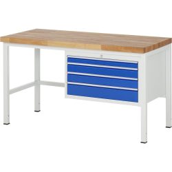 RAU Werkbank Serie 8000, HxBxT 840 x 1.500 x 700 mm, 4 x 100%-Auszug-Schubladen 1 x 60, 2 x 90, 1 x 120 mm, Schubladen-TK 75 kg