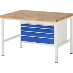 RAU Werkbank Serie 8000, HxBxT 840 x 1.250 x 900 mm, 4 x 90%-Auszug-Schubladen 1 x 60, 2 x 90, 1 x 120 mm, Schubladen-TK 75 kg