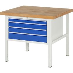 RAU Werkbank Serie 8000, HxBxT 840 x 1.000 x 900 mm, 4 x 100%-Auszug-Schubladen 1 x 60, 2 x 90, 1 x 120 mm, Schubladen-TK 75 kg