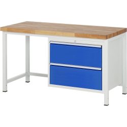 RAU Werkbank Serie 8000, HxBxT 840 x 1.500 x 700 mm, 2 x 100%-Auszug-Schubladen 2 x 270 mm, Schubladen-TK 75 kg