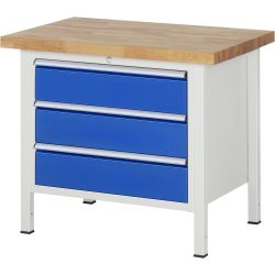 RAU Werkbank Serie 8000, HxBxT 840 x 1.000 x 700 mm, 3 x 100%-Auszug-Schubladen 3 x 180 mm, Schubladen-TK 75 kg