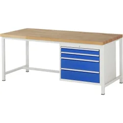 RAU Werkbank Serie 8000, HxBxT 840 x 2.000 x 900 mm, 4 x 90%-Auszug-Schubladen 2 x 90, 2 x 180 mm, Schubladen-TK 75 kg