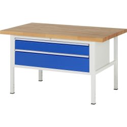 RAU Werkbank Serie 8000, HxBxT 840 x 1.500 x 900 mm, 2 x 100%-Auszug-Schubladen 1 x 150, 1 x 210 mm, Schubladen-TK 50 kg