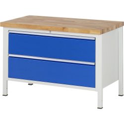 RAU Werkbank Serie 8000, HxBxT 840 x 1.250 x 700 mm, 2 x 100%-Auszug-Schubladen 2 x 270 mm, Schubladen-TK 50 kg