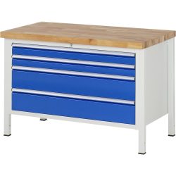 RAU Werkbank Serie 8000, HxBxT 840-1.040 x 1.250 x 700 mm, 4 x 100%-Auszug-Schubladen 2 x 90, 2 x 180 mm, Breite 1.055 mm