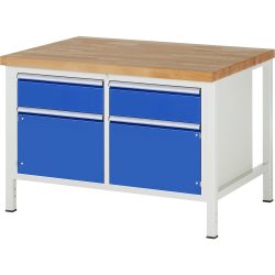 RAU Werkbank Serie 8000, 1 Doppel-Container, 2 Flügeltüren, HxBxT 840 x 1.250 x 900 mm, 2 x 100%-Auszug-Schubladen ErgoScript®