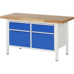 Werkbank Modell 8466, 2 Schubladen, 2 Türen, höhenverstellbar, B 1500 x T 700 x H 840-1040 mm