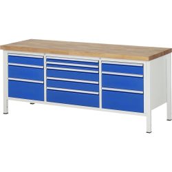 RAU Werkbank Serie 8000, 1 Dreifach-Container, HxBxT 840 x 2.000 x 700 mm, 11 Schublade 2 x 60, 4 x 120, 3 x 180, 2 x 240 mm, Schubladen-TK 75/100 kg