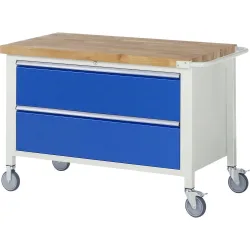 RAU mobile Werkbank Serie 8000, HxBxT 880 x 1.250 x 700 mm, 2 x 100%-Auszug-Schubladen, Breite 1.055 mm