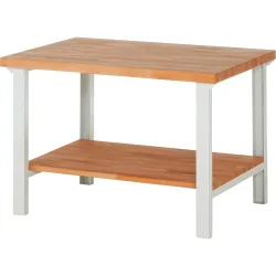 RAU Werkbank Serie 7000, 1 Buche-Massiv-Ablageboden, HxBxT 840 x 1.250 x 900 mm