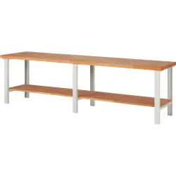 RAU Werkbank Serie 7000, 1 Buche-Massiv-Ablageboden, HxBxT 840 x 3.000 x 700 mm