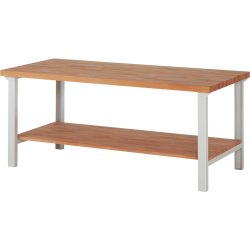 RAU Werkbank Serie 7000, 1 Buche-Massiv-Ablageboden, HxBxT 840 x 2.000 x 900 mm