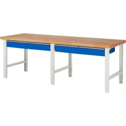 RAU Werkbank Serie 7000, HxBxT 790-1.140 x 2.500 x 900 mm, 4 Schubladen 4 x 150 mm