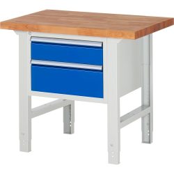 RAU Werkbank Serie 7000, 1 Container, HxBxT 790-1.140 x 1.000 x 700 mm, 2 x 90%-Auszug-Schubladen 1 x 150, 1 x 210 mm