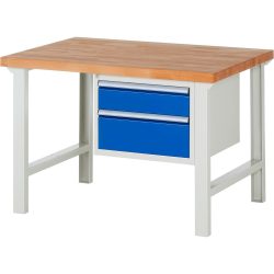 RAU Werkbank Serie 7000, 1 Container, HxBxT 840 x 1.250 x 900 mm, 2 x 100%-Auszug-Schubladen 1 x 150, 1 x 210 mm