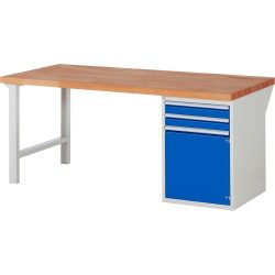 RAU Werkbank Serie 7000, 1 Container, HxBxT 890 x 2.000 x 900 mm, 2 x 90%-Auszug-Schubladen, 1 Flügeltür, 1 Fachboden