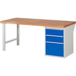 RAU Werkbank Serie 7000, 1 Container, HxBxT 840 x 2.000 x 900 mm, 3 x 90%-Auszug-Schubladen 2 x 180, 1 x 360 mm, Schubladen-TK 100 kg