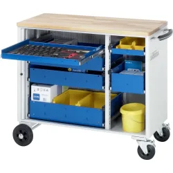 RAU Werkzeugwagen Serie adlatus, HxBxT 890 x 1.025 x 520 mm, 6 Schubladen 2 x 40, 2 x 105, 2 x 130 mm, Arbeitsplatte Buche