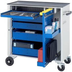 RAU Werkzeugwagen Serie adlatus, HxBxT 1.080 x 1.025 x 520 mm, 5 Schubladen 1 x 40, 2 x 105, 2 x 130 mm, Arbeitsplatte Metall