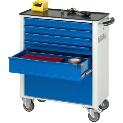 RAU Werkzeugwagen Serie adlatus 700, HxBxT 860 x 700 x 350 mm, 6 Schubladen 4 x 65, 1 x 130, 1 x 260 mm, Arbeitsplatte Metall