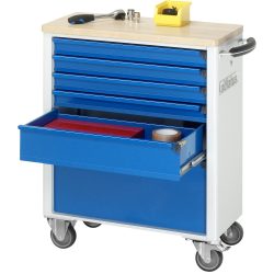 RAU Werkzeugwagen Serie adlatus 700, HxBxT 860 x 700 x 350 mm, 6 Schubladen 4 x 65, 1 x 130, 1 x 260 mm, Arbeitsplatte Buche