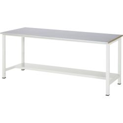 RAU Werktisch 900 mit Ablageboden Tiefe 320 mm, HxBxT 825 x 2.500 x 800 mm, Arbeitplatte Stahlblech-Belag