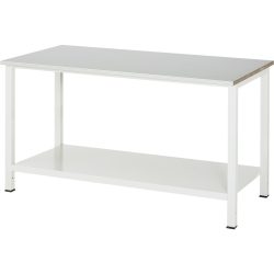RAU Werktisch 900 mit Ablageboden Tiefe 650 mm, HxBxT 825 x 1.500 x 800 mm, Arbeitplatte Stahlblech-Belag