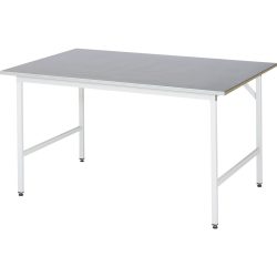 RAU höhenverstellbarer Werktisch Serie JERRY, HxBxT 800-850 x 1.500 x 1.000 mm, Arbeitsplatte Stahlblech-Belag