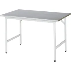 RAU höhenverstellbarer Werktisch Serie JERRY, HxBxT 800-850 x 1.250 x 800 mm, Arbeitsplatte Edelstahlblech-Belag