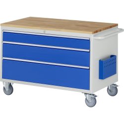RAU Werkstattwagen Serie 7000, HxBxT 795 x 1.145 x 650 mm, 3 x 100%-Auszug-Schubladen 1 x 120, 1 x 180, 1 x 240 mm, Arbeitsplatte Buche
