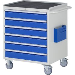 RAU Werkstattwagen Serie 7000, HxBxT 975 x 770 x 650 mm, 6 x 90%-Auszug-Schubladen 6 x 120 mm, Arbeitsplatte Metall