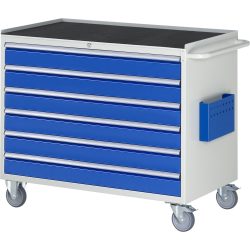 RAU Werkstattwagen Serie 7000, HxBxT 975 x 1.145 x 650 mm, 6 x 100%-Auszug-Schubladen 6 x 120 mm, Arbeitsplatte Metall