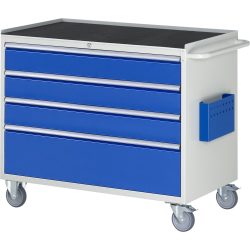 RAU Werkstattwagen Serie 7000, HxBxT 975 x 1.145 x 650 mm, 4 x 100%-Auszug-Schubladen 3 x 150, 1 x 270 mm, Arbeitsplatte Metall