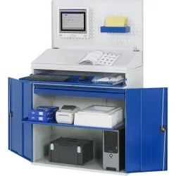 RAU Computer-Schrank, Tastaturauszug, Doppel-Flügeltür, Lochplattenrückwand, Schubladenanzahl x H x B: 1 x 80 x 1.020 mm, stationär
